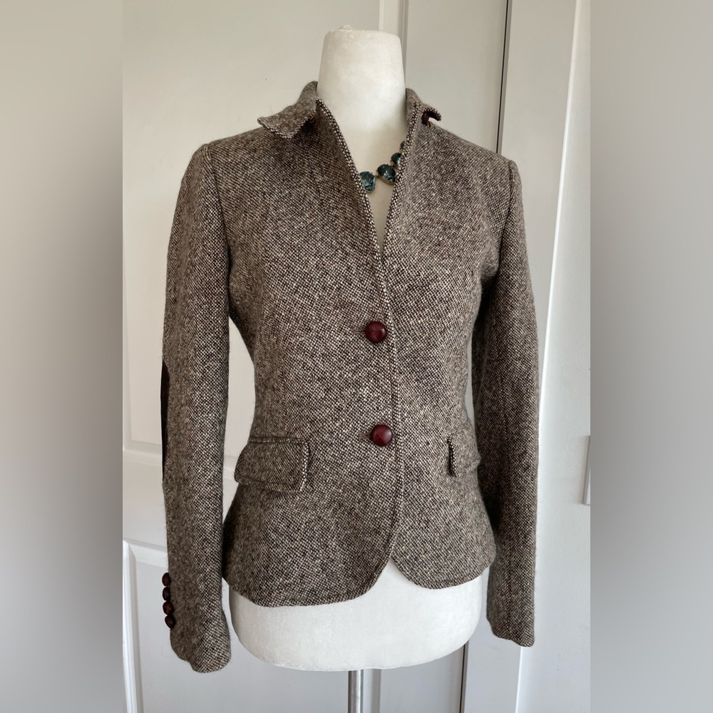 J.CREW by John Hanly Irish Tweed wool jacket Blazer contrast collar size 8 - Picture 14 of 17
